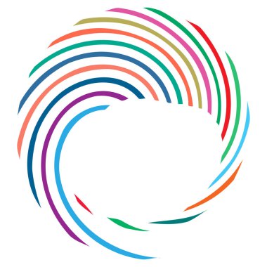 Dairesel sarmal, girdap, dönme tasarım elementi. Eş merkezli, radyal ve yayılan çizgiler dönüş, girdap ve eğri büğrü