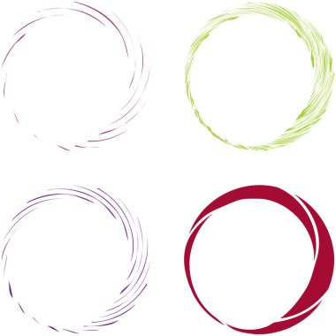 Dairesel sarmal, girdap, dönme tasarım elementi. Eş merkezli, radyal ve yayılan çizgiler dönüş, girdap ve eğri büğrü