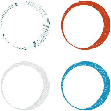 Dairesel sarmal, girdap, dönme tasarım elementi. Eş merkezli, radyal ve yayılan çizgiler dönüş, girdap ve eğri büğrü