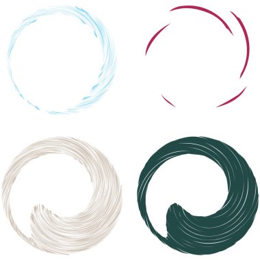 Dairesel sarmal, girdap, dönme tasarım elementi. Eş merkezli, radyal ve yayılan çizgiler dönüş, girdap ve eğri büğrü