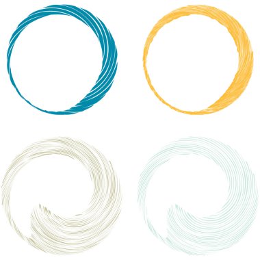 Dairesel sarmal, girdap, dönme tasarım elementi. Eş merkezli, radyal ve yayılan çizgiler dönüş, girdap ve eğri büğrü