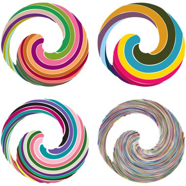 Dairesel sarmal, girdap, dönme tasarım elementi. Eş merkezli, radyal ve yayılan çizgiler dönüş, girdap ve eğri büğrü