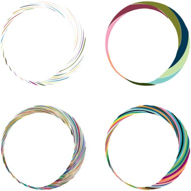 Dairesel sarmal, girdap, dönme tasarım elementi. Eş merkezli, radyal ve yayılan çizgiler dönüş, girdap ve eğri büğrü