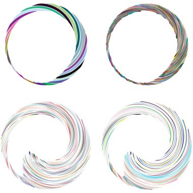 Dairesel sarmal, girdap, dönme tasarım elementi. Eş merkezli, radyal ve yayılan çizgiler dönüş, girdap ve eğri büğrü