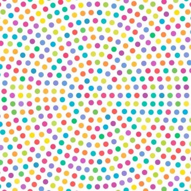 Rastgele renkli daireler, yarım ton (yarım ton) spiral, dairesel ve radyal şekildeki noktalar. Girdap, kıvrım, dönüş deseninde noktalar. Renk benekleri, çiller, benekler. Vektör illüstrasyonu