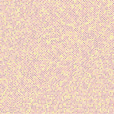 Rastgele renkli daireler, yarım ton (yarım ton) spiral, dairesel ve radyal şekildeki noktalar. Girdap, kıvrım, dönüş deseninde noktalar. Renk benekleri, çiller, benekler. Vektör illüstrasyonu