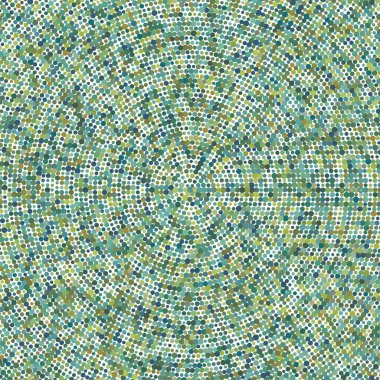 Rastgele renkli daireler, yarım ton (yarım ton) spiral, dairesel ve radyal şekildeki noktalar. Girdap, kıvrım, dönüş deseninde noktalar. Renk benekleri, çiller, benekler. Vektör illüstrasyonu