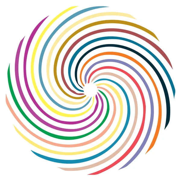 Dairesel sarmal, girdap, dönme tasarım elementi. Eş merkezli, radyal ve yayılan çizgiler dönüş, girdap ve eğri büğrü