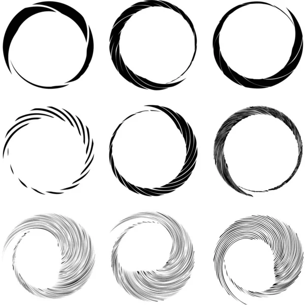 Lingkaran Spiral Berputar Elemen Desain Berputar Konsentris Radial Dan Memancar - Stok Vektor