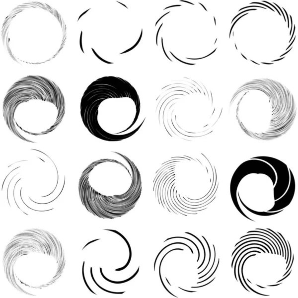 Circular Spiral Swirl Twirl Design Element Concentric Radial Radiating Burst — Stock Vector