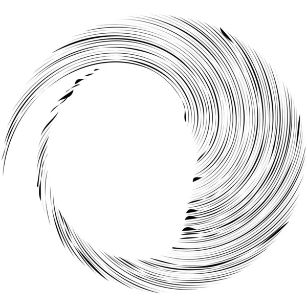 Okrągły Element Spiralny Wirujący Wirujący Koncentryczne Promieniowe Promieniujące Pęknięcie Linii — Wektor stockowy