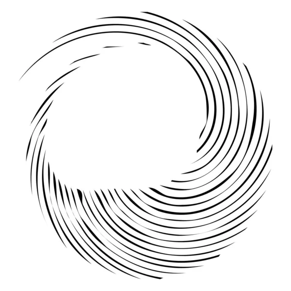 Dairesel sarmal, girdap, dönme tasarım elementi. Eş merkezli, radyal ve yayılan çizgiler dönüş, girdap ve eğri büğrü