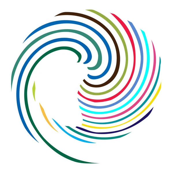 Dairesel sarmal, girdap, dönme tasarım elementi. Eş merkezli, radyal ve yayılan çizgiler dönüş, girdap ve eğri büğrü