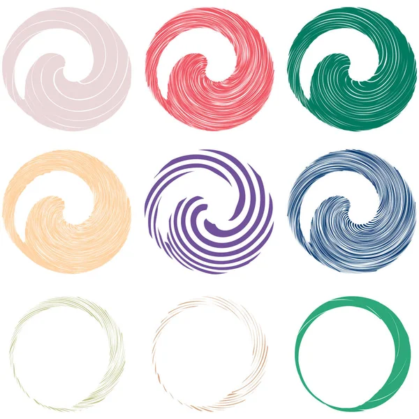 Circular Spiral Swirl Twirl Design Element Concentric Radial Radiating Burst — Stock Vector