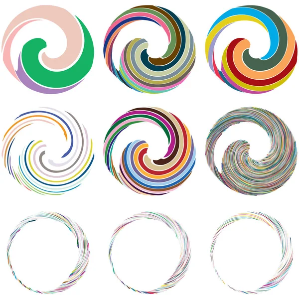 Circular Spiral Swirl Twirl Design Element Concentric Radial Radiating Burst — Stock Vector