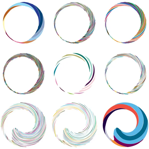 Circular Spiral Swirl Twirl Design Element Concentric Radial Radiating Burst — Stock Vector