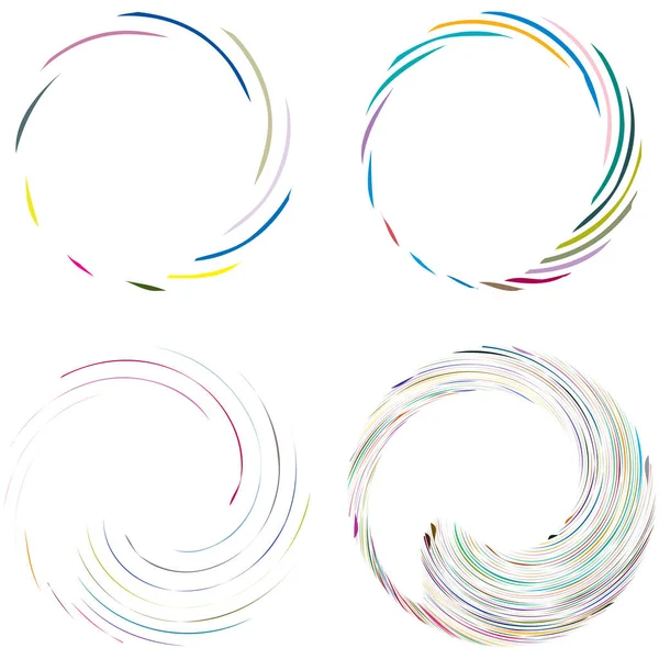 Circular Spiral Swirl Twirl Design Element Concentric Radial Radiating Burst — Stock Vector