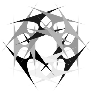 Gri tonlu soyut mandala, motif şekilli. Soyut logo, element. Dairesel şekil koleksiyonu