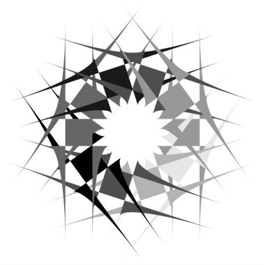 Gri tonlu soyut mandala, motif şekilli. Soyut logo, element. Dairesel şekil koleksiyonu