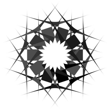 Gri tonlu soyut mandala, motif şekilli. Soyut logo, element. Dairesel şekil koleksiyonu