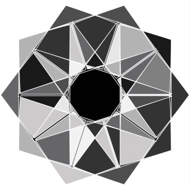 Gri tonlu soyut mandala, motif şekilli. Soyut logo, element. Dairesel şekil koleksiyonu