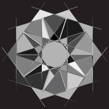 Gri tonlu soyut mandala, motif şekilli. Soyut logo, element. Dairesel şekil koleksiyonu