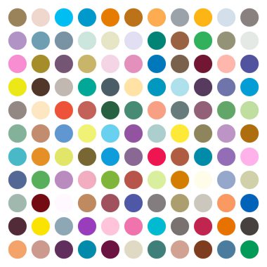 Renk Çemberleri vektör çizimi. Çember tasarımı, daireler çizimi. Izgara, renkli çemberler örgüsü