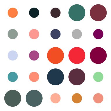 Rastgele boyutlarda renkli daireler vektör çizimi. Çember tasarım ögesi, daire deseni