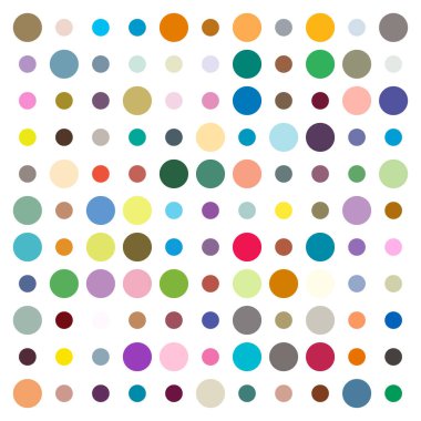 Rastgele boyutlarda renkli daireler vektör çizimi. Çember tasarım ögesi, daire deseni