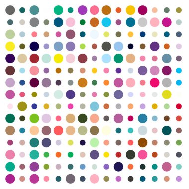 Rastgele boyutlarda renkli daireler vektör çizimi. Çember tasarım ögesi, daire deseni