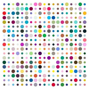 Rastgele boyutlarda renkli daireler vektör çizimi. Çember tasarım ögesi, daire deseni