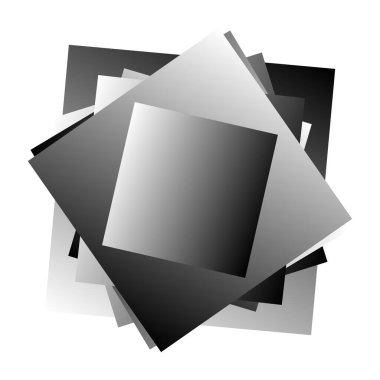 Randxom, kaotik kare vektör illüstrasyonunu döndürdü. Sarmal yığını kareler