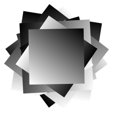 Randxom, kaotik kare vektör illüstrasyonunu döndürdü. Sarmal yığını kareler