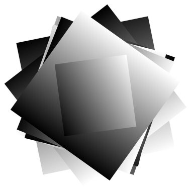 Randxom, kaotik kare vektör illüstrasyonunu döndürdü. Sarmal yığını kareler