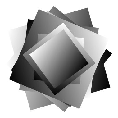 Randxom, kaotik kare vektör illüstrasyonunu döndürdü. Sarmal yığını kareler