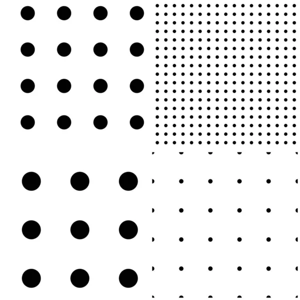 黑白相间的无缝圆圈 斑纹图案集 单色波峰 半色调背景集 — 图库矢量图片