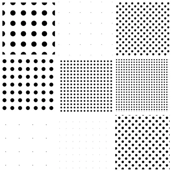 Nahtlose Kreise Schwarz Und Weiß Punkte Flecken Muster Gesetzt Monochrom — Stockvektor