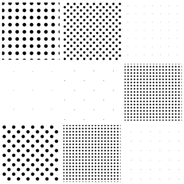 Nahtlose Kreise Schwarz Und Weiß Punkte Flecken Muster Gesetzt Monochrom — Stockvektor