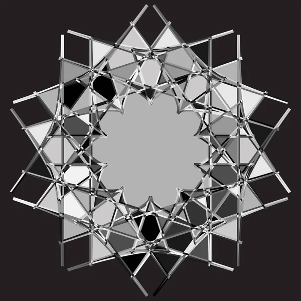 Grayscale Abstract Mandala Motif Shape Abstract Logo Element Circular Shape — Stock Vector