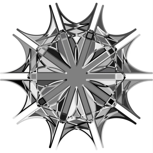 灰阶抽象曼陀罗 母题形状 摘要标识 圆形形状集合 — 图库矢量图片