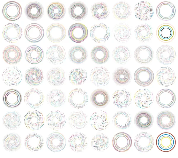 Swirl Twirl Spiral Set Cyclic Elements Set Vector Illustration Whirligig — Stock Vector