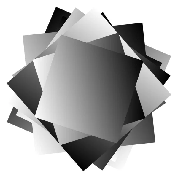 Randxom Roterade Överlappning Kaotiska Kvadrater Vektor Illustration Fyrkantiga Spiralstack — Stock vektor