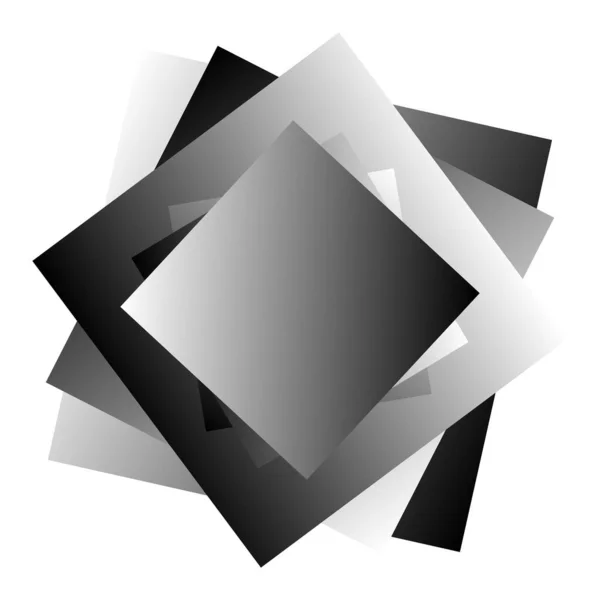 Randxom Roterade Överlappning Kaotiska Kvadrater Vektor Illustration Fyrkantiga Spiralstack — Stock vektor