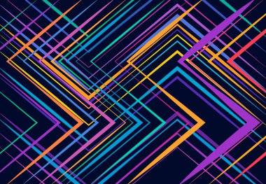 Modern canlı, canlı geometrik yapı, ağ, düz ve açısal kesişen çizgilerin karmaşası. Rastgele seçilmiş ızgara örgüsü. Renkli arkaplan, arkaplan, doku ve desen