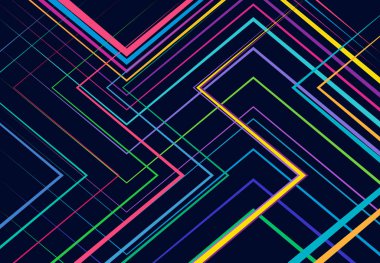 Modern canlı, canlı geometrik yapı, ağ, düz ve açısal kesişen çizgilerin karmaşası. Rastgele seçilmiş ızgara örgüsü. Renkli arkaplan, arkaplan, doku ve desen