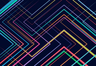 Modern canlı, canlı geometrik yapı, ağ, düz ve açısal kesişen çizgilerin karmaşası. Rastgele seçilmiş ızgara örgüsü. Renkli arkaplan, arkaplan, doku ve desen