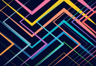 Modern canlı, canlı geometrik yapı, ağ, düz ve açısal kesişen çizgilerin karmaşası. Rastgele seçilmiş ızgara örgüsü. Renkli arkaplan, arkaplan, doku ve desen