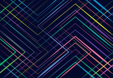 Modern canlı, canlı geometrik yapı, ağ, düz ve açısal kesişen çizgilerin karmaşası. Rastgele seçilmiş ızgara örgüsü. Renkli arkaplan, arkaplan, doku ve desen