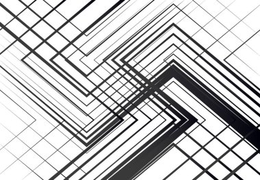 Geometrik yapı, ağ, düz ve açısal kesişen çizgiler. Rastgele seçilmiş ızgara örgüsü. Gri tonlama, siyah ve beyaz doku, kalıp, arkaplan ve arkaplan