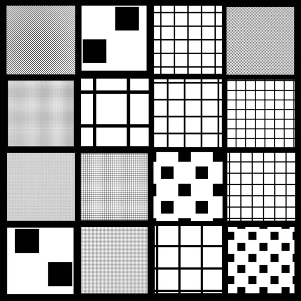 Simple Plain Squares Repeable Seamless Background Pattern Set Квадраты Клетчатый — стоковый вектор